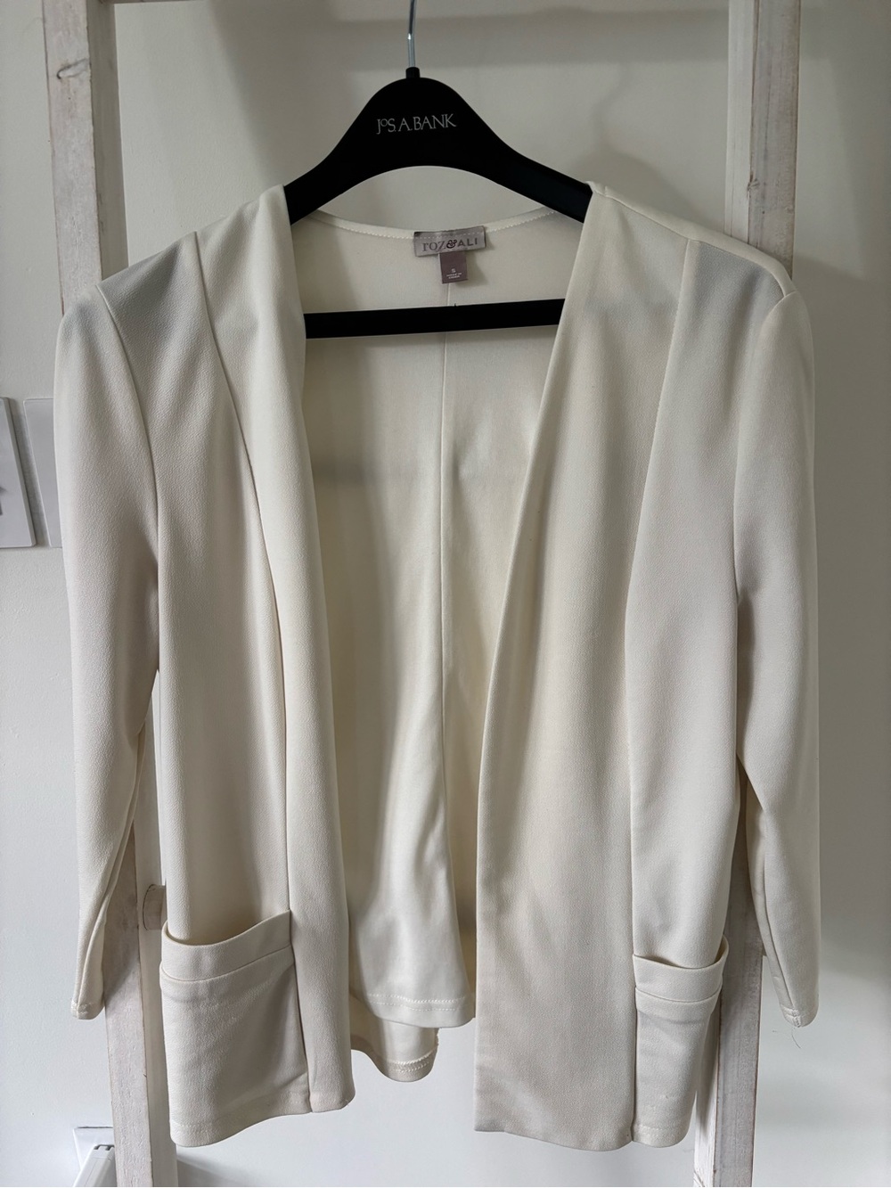 Roz & Ali Cream Open-Front Blazer Jacket